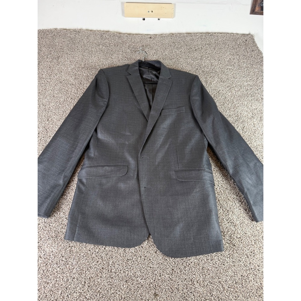 Kenneth Cole Reaction Mens Techni-Cole Suit 44L W37 Charcoal Gray 2pc Set Slim